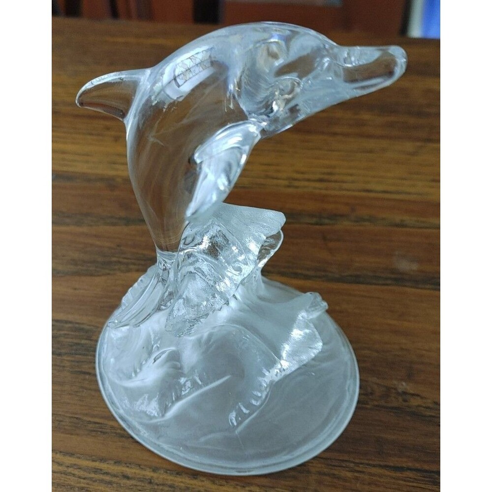 Cristal d'Arque Dolphin Figurine Art Glass Sculptur France 24% Lead Crystal READ